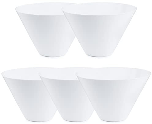 Posh Setting White Plastic Serving Bowls Disposable Reusable Large Plastic Snack Acrylic Bowl, Salad Bowls, Round Party Chip Bowls for party, buffet wedding [5 Pack - 96 oz]