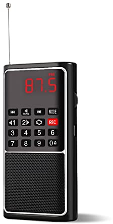 Leting Portable Radio with Mp3 Speaker, Radios Porable FM,FM Radio Support Tf Card/USB/Music Recording, Rechargeable Battery Powered Mini Radio,FM Radio with Best Reception(Black)