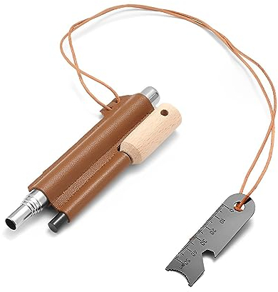 JIEYUCHU Survival Fire Steel, Magnesium Ferrocium Rod Firesteel, Fire Starter Kit with Handcrafted Wood Handle and Scale Scraper,for Outdoor Emergency Survival Tool for Camping Hiking