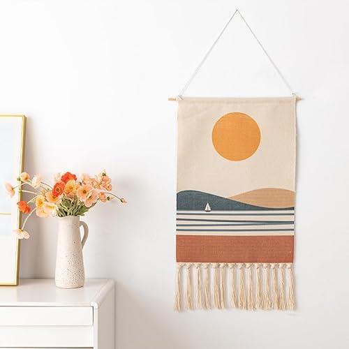 BMIDRUT Makramee-Wandteppich Gewebter Wandbehang, Böhmischer Wandteppich für Zuhause, Schlafzimmer, Zimmer, Hintergrund, 50 x 85 cm