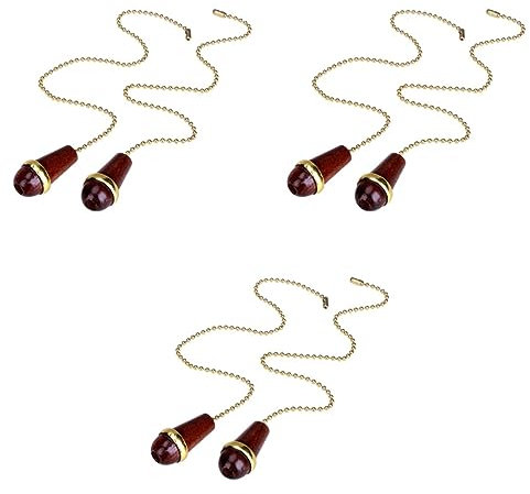 Angoily 3 Sets Holz Zugkette Kronleuchter Walnuss Vintage Deckenleuchte Lampe Ornament Dunkelbraun Für Wohnkultur 2 Stück * 3