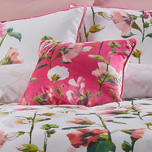 Soiree - Luxury Floral Pink Cushion (43 x 43cm) - Reversible with 2 Colours and Filling - Botanical Design - Matching Bedding Available