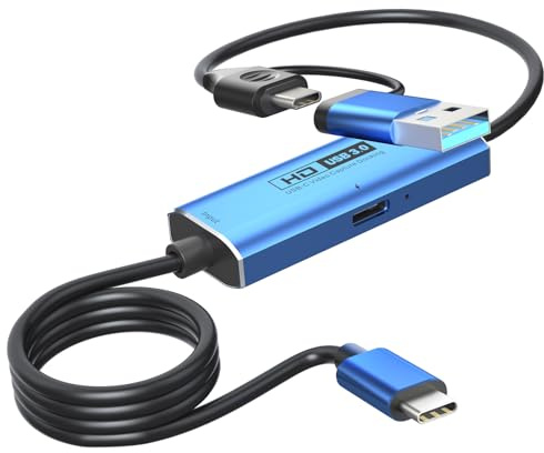 YCBUENO 2M Live Streaming Wire PD3.0 +Type C Vedio Capture Card 4K to USB3.0 Type C Adapter with 100W PD Video Game Capture for Editing Video,Games,Streaming,Online Teaching