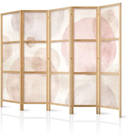murando - Paravent Raumteiler Holz Abstrakt, 225x172 cm, 5-teilig, modern | Mobiler Sichtschutz, sofort einsatzbereit, Holzrahmen, ideal fürs Wohnzimmer oder Büro, geruchsneutral, lichtbeständig