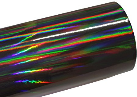 Finest Folia Laser Hologramm Chrom Auto Car Wrapping Folie mit Luftkanälen Holographic Selbstklebend Blasenfrei (Schwarz, 100 x 152cm)