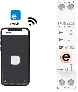 Ewelink WiFi Interrupteur Intelligent Interrupteur Temps Relais minuterie 1P + n 10A 16A 20A 25a 32A 40A 63A 110V 220V télécommande sans Fil Commande vocale (20A)