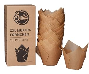 Sallys Lot de 60 caissettes à muffins XXL en forme de tulipe - Papier séparateur marron non blanchi