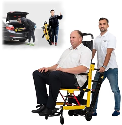 HZWJD Treppensteiger Elektrisch,Treppenlift,Elektrischer Treppenliftstuhl,Elektrischer Treppenlift-Rollstuhl Für Ältere Menschen,Electric Stair Climber Aus Aluminiumlegierung yellow