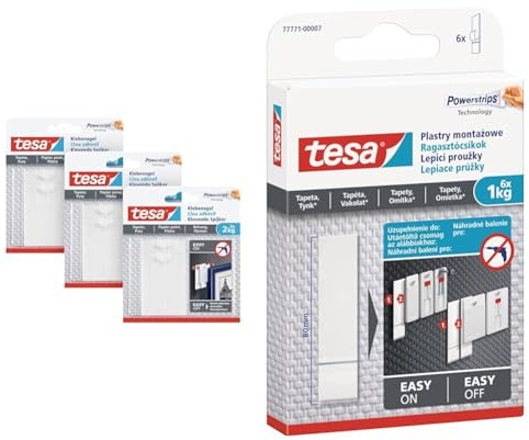 tesa Klebenagel für Tapeten und Putz - Selbstklebende Nägel & Powerstrips Tapete&Putz - doppelseitige Klebestreifen für Tapete und Gips