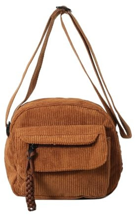 Ruarby Quadratische Mini-Tasche aus Kordsamt, Umhängetasche, Kuriertasche, Schultertasche, modische Tasche für Damen, Handytasche, braun