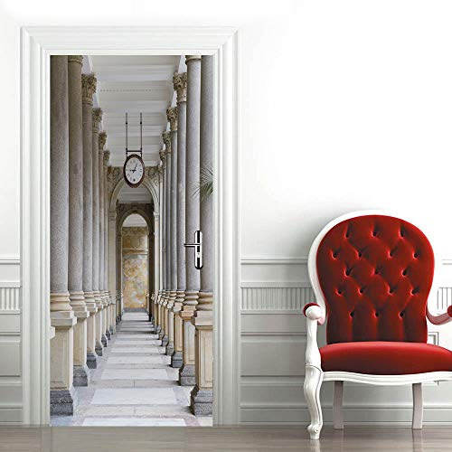Trompe l'oeil Adesivi per Porte Carta Parati Porta Sticker Murale Poster Adesivi per Porte Interne Autoadesiva Impermeabile Fotomurali Wallpaper Decorazione da Parete 80x210 cm Corridoio
