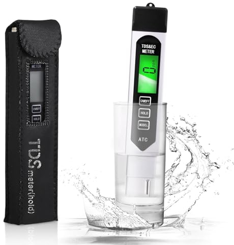 Probador de agua, 3 en 1 LCD digital de calidad del agua con retroiluminación, medidor TDS/TDS EC probador de agua para agua potable, piscina, acuario, piscina, estanque, medición de dureza del agua