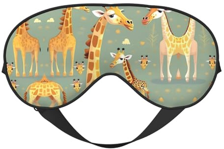 Schlafmaske mit süßem wildem Cartoon-Giraffen-Druck, Nacht-Augenbinde, weicher Augenschutz für Damen und Herren, für Reisen, Nickerchen, Meditation