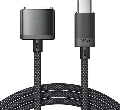 ALKEUR USB C auf Magnetsaugen Kabel 140W PD Schnellladen Typ C auf Magnetische Aufladung Ladekabel Kompatibel mit MacBook Air M2/M3/M4/M4 /MacBook Pro M3/M4/M5 2021-2025 Modell/2M