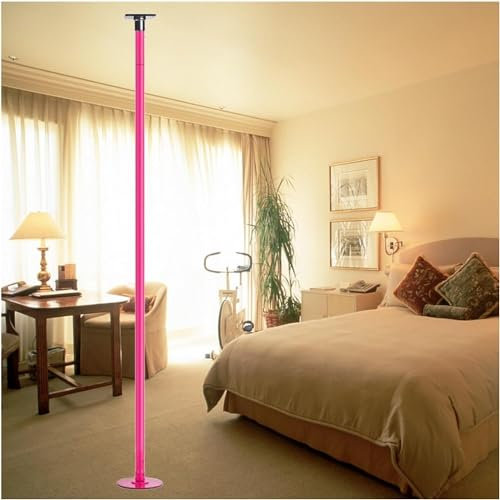 DLYZAYE Dance Pole Dance Pole Drehstange, statisch, für Wohnung, Zuhause, Clubs, höhenverstellbar, mit Deckenhalterung und Verlängerungsrohr, 298 cm - 312 cm, Rosa