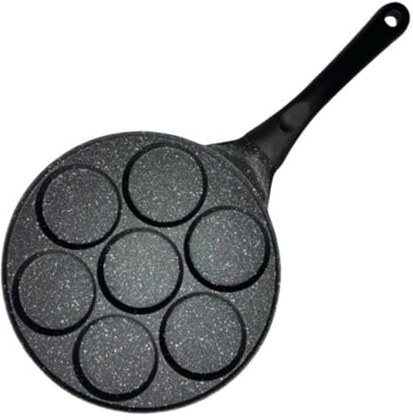 Muzrunq Pankea Panke Mini Pancake fabricant de crêpes antiadhésive avec conception à 7 moules, poêle à oeuf avec manche de cuisson à poignée anti-scalding