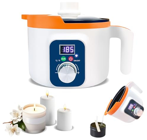 Ksedcon Digital Wax Melter for Candle Making, Electric Wax Melting Pot with Temp Control, Candle Making Double Boiler Jug with Pour Spout