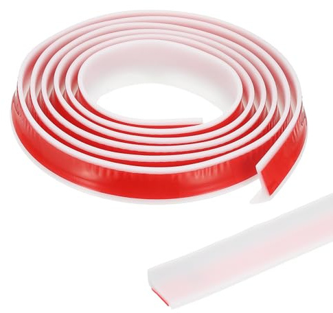 PATIKIL 118 Inch Seuil De Douche Escamotable Barrière Anti-Eau, Barrière Anti-Éclaboussures Auto-Adhésive Pour Le Bas De Porte De Douche Sans Cadre, Blanc (0.8Lx0.5H)