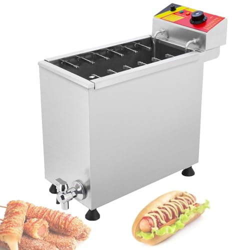 Commercial Electric Corn Dog Fryer Machine 12pcs Sausage Frying Equipment for Kitchen Restaurant Home - Automatic Deep Fryers with Adjustable Temperature - Cheese Hot Dogs Sticks Maker