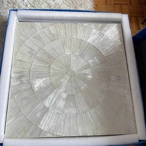 Selenit Couchtischplatte I Weiße Tischplatte I Selenit Flur Tischplatte I Selenit Rasen Tischplatte I Epoxy Tischplatte 27 x 27 Zoll