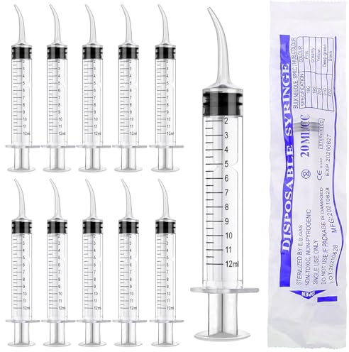 12 ml Dental sprutor 10 stycken Dental Irrigation spruta enkelförpackad doseringsspruta för rengöring av tänderna vård av visdomtänderna mata husdjur
