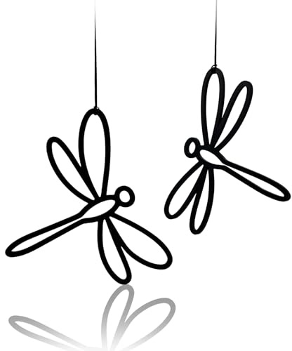 Generisch Fensterdeko Tiere zum Aufhängen – Set mit 2 Dekofiguren (Biene, Schmetterling, Libelle, Vogel) – Moderne Wanddeko aus PLA – Fenster-/Raumdeko für Frühling & Sommer (Libelle)