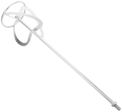 Galvanized Steel Mixing Paddle Rod Threaded 52x11.3cm | Helical S Shape, Reduces Air Bubbles, for Plaster and Stain Blending, Silver Finish for Shop Use