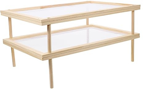 Cabilock Séchoir à Pâtes Bois Double Pour Séchage Spaghetti Support Pour Fruits Et Légumes Organiseur Compact Pour Cuisine