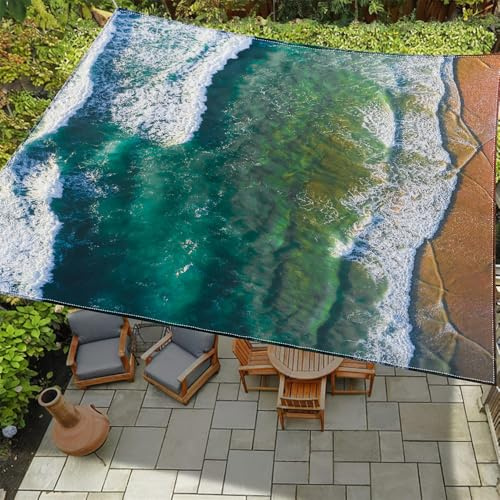 ENEN 3d Vela Ombreggiante Impermeabile, Vele Ombreggianti Piazza Tenda a Vela per Esterno Telo Tenda da Sole, Vela Ombreggiante per Giardino Terrazza (Mare 3D,2x2,4m)