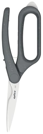 Zyliss Tijeras Multiusos 24 cm, Tijeras de cocina profesionales | Acero inoxidable, Mecanismo asistido por resorte, Cúter integrado, Mango de polipropileno, Para cocina, hogar y oficina, Gris
