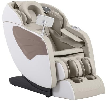 Sanotechnik Massagesessel Master PRO Beige mit Körperscan und Heizung | 6 Automatikprogramme, Ganzkörper-Airbagmassage, Fußrollen, Lendenheizung, Bluetooth-Lautsprecher, Zero-Gravity-Funktion