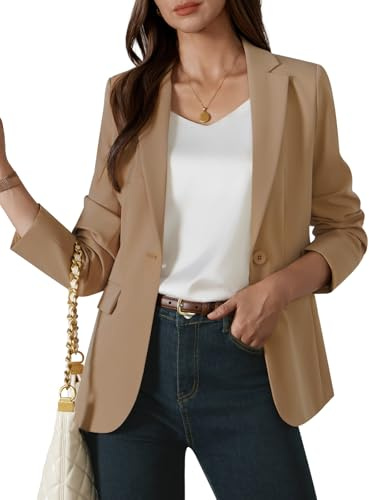 QUELDRA Blazer Femme élégant Business Casual Manches Longues Un Bouton