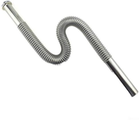 Tubo di scarico per lavello in acciaio inossidabile, 80 cm/90 cm/100 cm, flessibile ondulato a S, guarnizione anti-odore, parete ispessita resistente alla ruggine, per lavabo del bagno (80 cm)