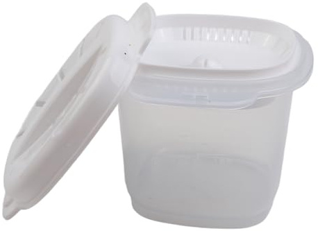 Lecreatekit Pentola per cottura a vapore per microonde, portatile, in polipropilene, per cucinare riso, pasta, verdure, lavabile in lavastoviglie, colore bianco, 16 x 11 x 9 cm