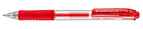 Pentel Hybrid Gel Grip Druck-Tintenroller 0,7 mm Schreibspitze 0,35 mm Strichbreite 12 Stück rot