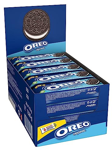 OREO - Oreo Original - Biscuit Cacaoté Fourrés Goût Vanille - Lot de Biscuits Chocolatés - Idéal pour un Goûter Gourmand - Format Familial Pratique - Présentoir de 20 Paquets 66 g | 20 Paquets individuels de 66g | Biscuits cacaotés fourrés de crème goût vanille | Idéal pour le goûter