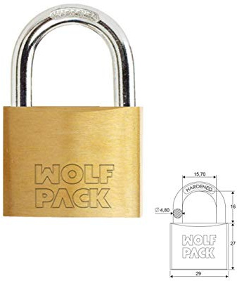Wolfpack 3101110 arco normale-lucchetto, chiavi identiche, numero 3 in ottone, 30 mm