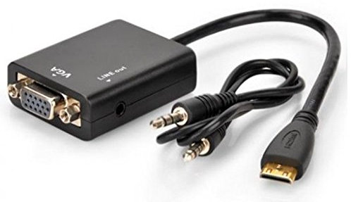 ICT CAVO CONVERTITORE DA MINI HDMI A VGA + AUDIO JACK OUTPUT;HDMI Mini male to VGA Female Video Converter Adapter Cable with Audio interface