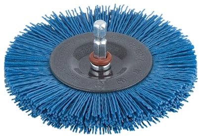 wolfcraft Cepillo de disco de alambre de nylon, suave, Ø 100 mm I 2727000 I Para limpiar y pulir con suavidad madera y chapa