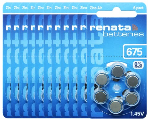 60 batterie Renata Gr. 675 per apparecchi acustici, 10 confezioni da 6 blister PR44, blu, 1,45 V, ZA675.DP6
