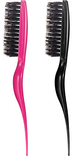 Frienda 2 Pieces Teasing Hair Brush Boar Bristle Brush Comb for Women Salon Boar Nylon Bristle Beauty Styling Slick Back Backcombing Tool(Fuchsia and Black)