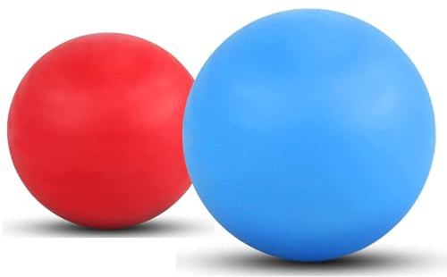WOVTE 2 Pack Silicone Massage Lacrosse Balls for Sore Muscles, Shoulders, Neck, Back, Foot, Body, Deep Tissue, Myofascial Release, Trigger Point Therapy, Muscle Knots and Yoga Therapy (Blue Red)