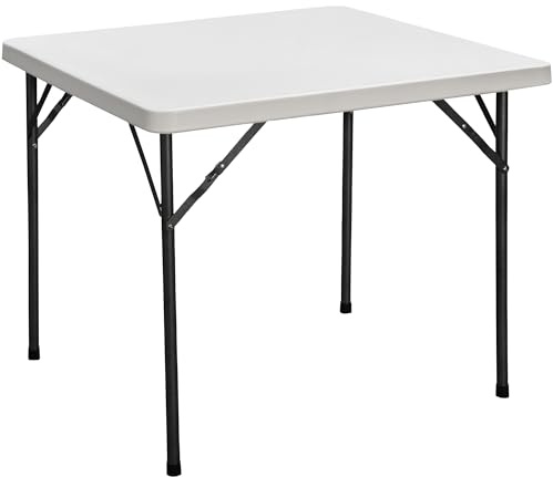 Cofan Mesa Plegable Cuadrada de Camping | Color: Blanco | Peso máximo: 120 kg | Adecuado para 6 Personas | Medidas: 88 x 88 x 74 cm