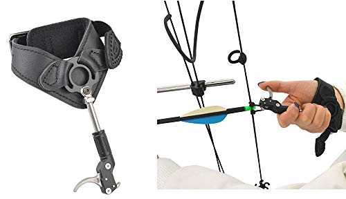 MILAEM Bogenschießen Release Aids Compoundbogen Spannhilfen Freigabehilfen Caliper Trigger Release Einstellbare Handschlaufe Schießzubehör (Schwarz)