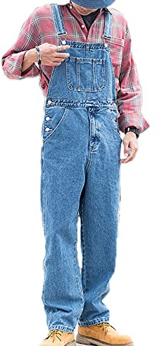 Salopette en Denim pour Homme Jeans pour Homme bavette de Travail Vintage Chic Salopette Cargo Baggy vêtements de Travail Combinaisons