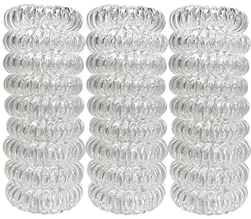 RN BEAUTY 27 Pieces Spiral Coil Hair Ties: Waterproof Elastic Traceless Ponytail Holders, Colorless 1.58inch (4cm) No Crease Hair Bands