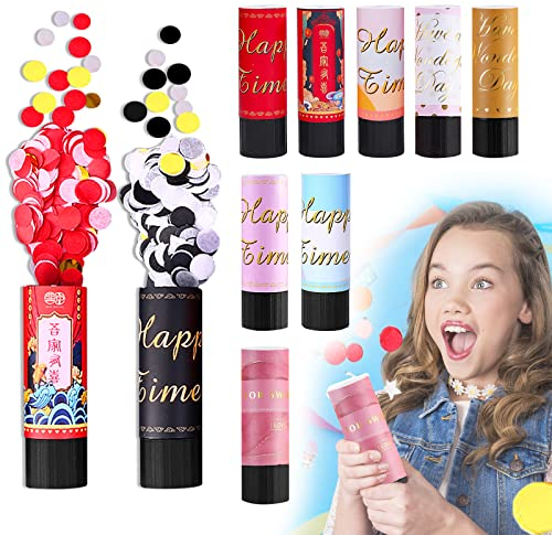 Tubetti Spara Coriandoli, Hillylolly 10 Pezzi Coriandoli Laurea Tubo, 12*3.8cm Tubo Coriandoli Baby Shower, Spara Coriandoli Compleanno, per Baby Shower, Matrimoni, Feste di Compleanno, Natale, Laurea