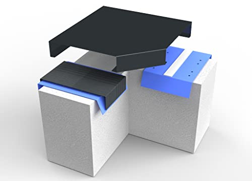 Alu-Mauerabdeckung Komplettsystem - Ecke 90° inkl. 2x Schnapphalter und 1x Stoßblech - Größe: XL, Farbe: Anthrazit RAL 7016