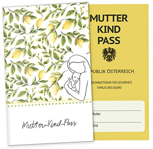 OLGS Mutter-Kind-Pass Hülle Österreich Awesome Mommy - Schutzhülle mit Innentasche, Schwangerschaftsgeschenk, Lovely Lemon