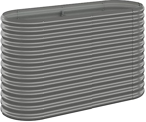 vidaXL Odlingslåda pulverlackerat stål 114x40x68 cm grå, blomlåda, blomkruka, trädgårdsplantor, blomlådor, blomkrukor, trädgårdskruka